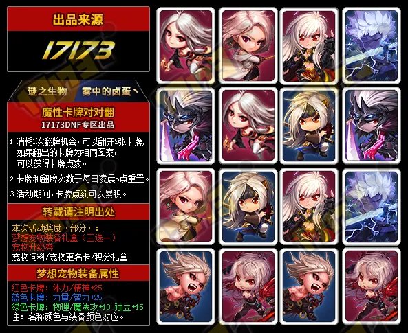 10秒轻松找到对应组合 DNF魔性卡牌对对翻答案2017