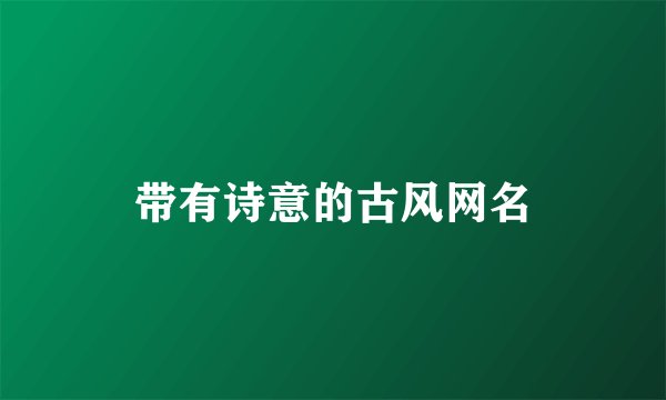 带有诗意的古风网名