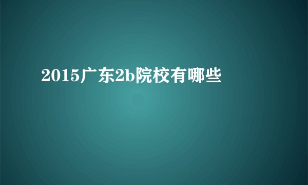 2015广东2b院校有哪些
