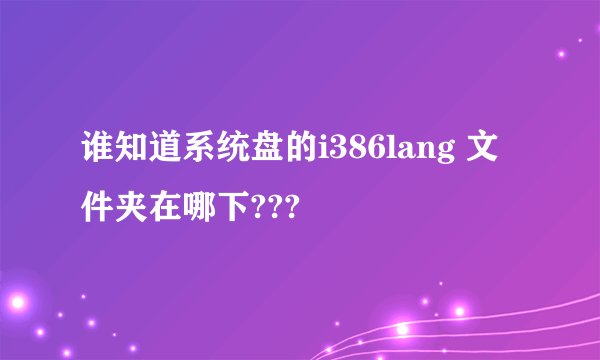谁知道系统盘的i386lang 文件夹在哪下???