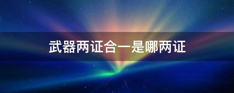 武器两证合一是哪两证
