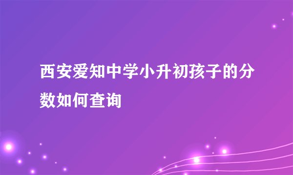 西安爱知中学小升初孩子的分数如何查询