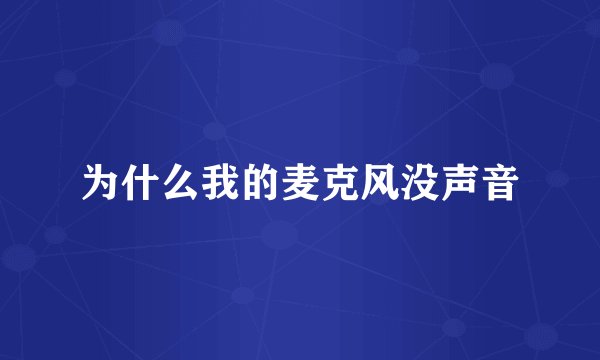 为什么我的麦克风没声音