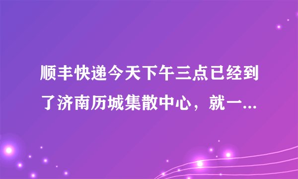 顺丰快递今天下午三点已经到了济南历城集散中心，就一直没动静了，请问什么时候可以到济南化纤厂路？？