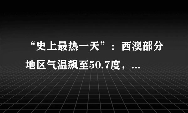 “史上最热一天”：西澳部分地区气温飙至50.7度，破全澳纪录
