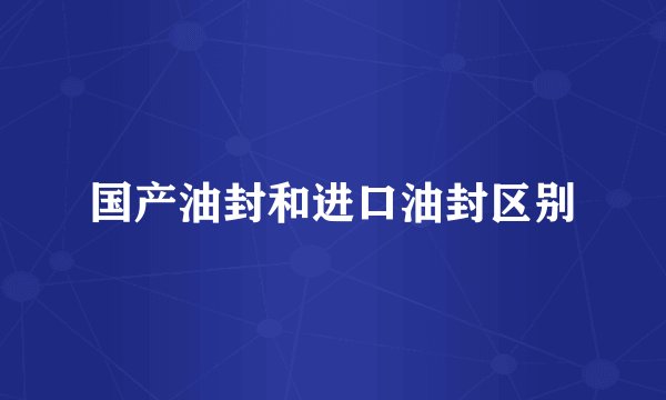 国产油封和进口油封区别
