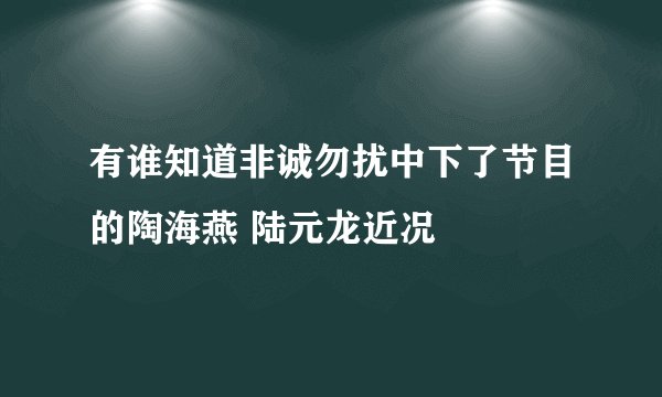 有谁知道非诚勿扰中下了节目的陶海燕 陆元龙近况
