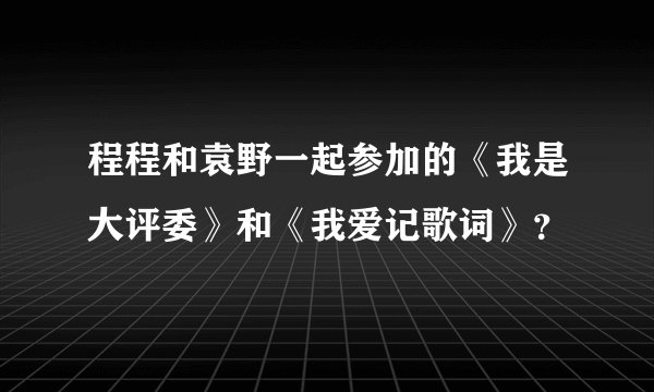 程程和袁野一起参加的《我是大评委》和《我爱记歌词》？