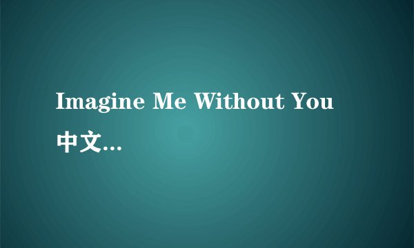 Imagine Me Without You 中文歌词 歌曲名字也要
