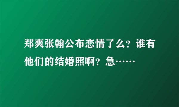 郑爽张翰公布恋情了么？谁有他们的结婚照啊？急……