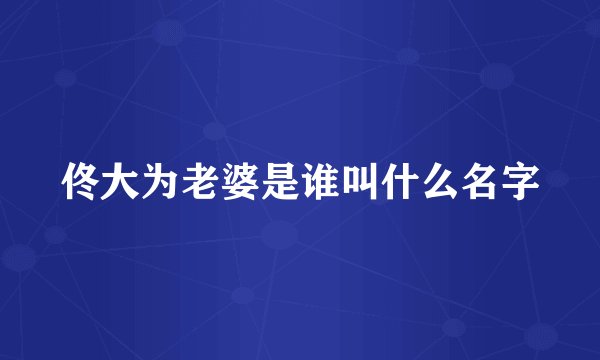 佟大为老婆是谁叫什么名字