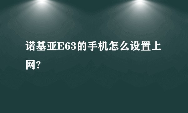 诺基亚E63的手机怎么设置上网?