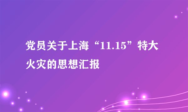 党员关于上海“11.15”特大火灾的思想汇报