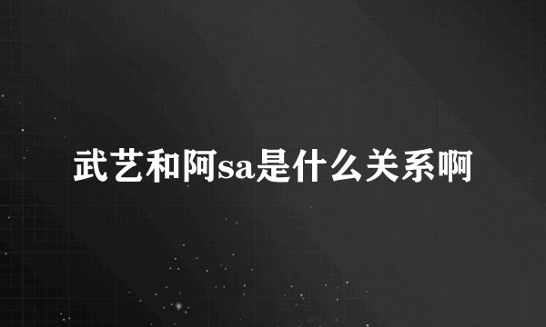 武艺和阿sa是什么关系啊