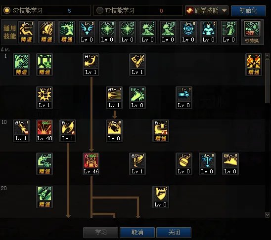 DNF男漫游三觉技能加点