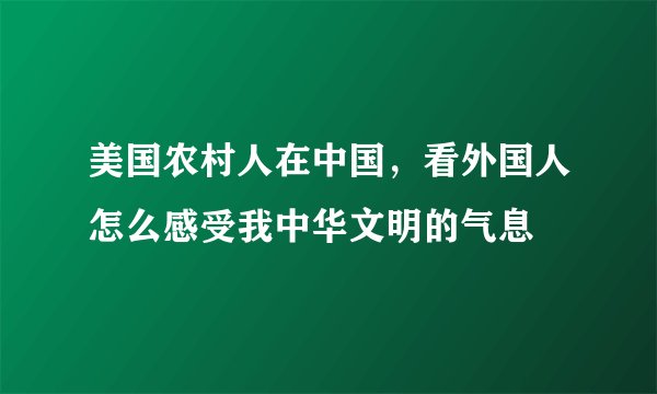 美国农村人在中国，看外国人怎么感受我中华文明的气息
