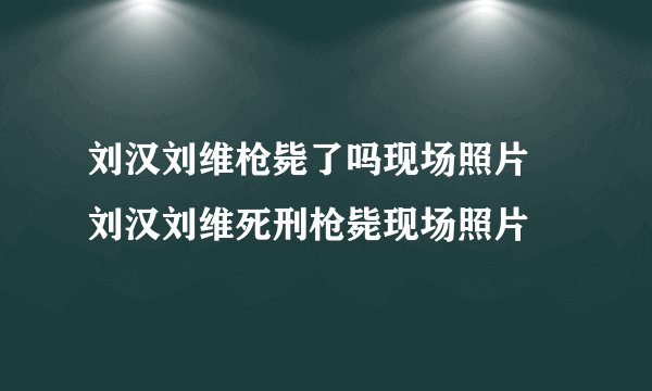刘汉刘维枪毙了吗现场照片 刘汉刘维死刑枪毙现场照片