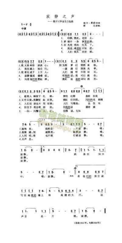 寂静之声的合唱谱谁有，就是N多声部的那个。最好有简谱。