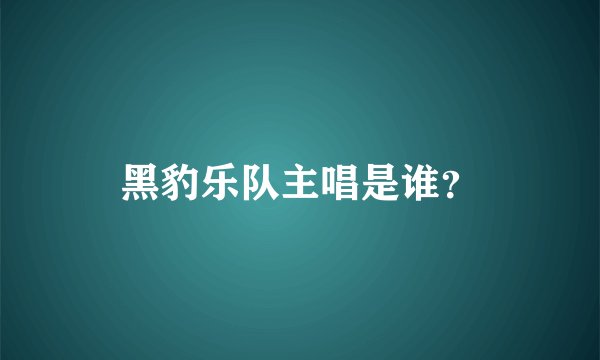 黑豹乐队主唱是谁？
