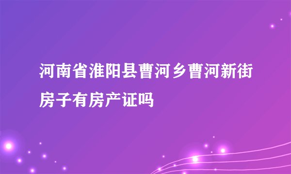 河南省淮阳县曹河乡曹河新街房子有房产证吗