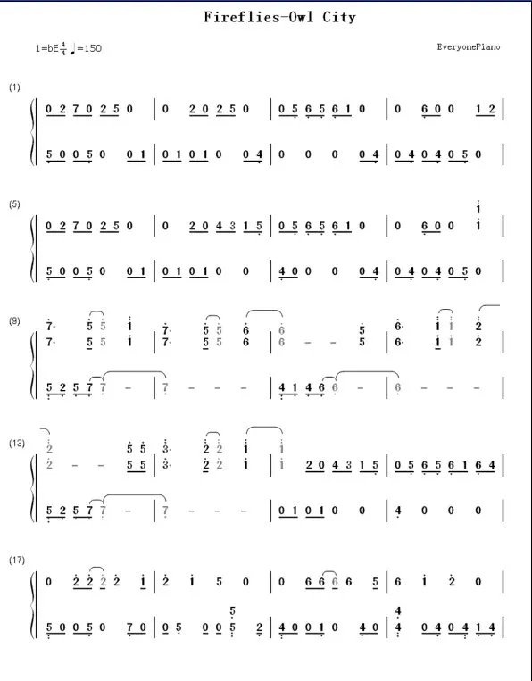求owl city的fireflies简谱