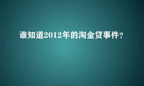 谁知道2012年的淘金贷事件？