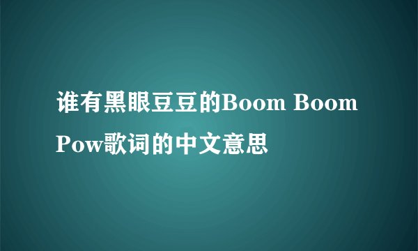 谁有黑眼豆豆的Boom Boom Pow歌词的中文意思