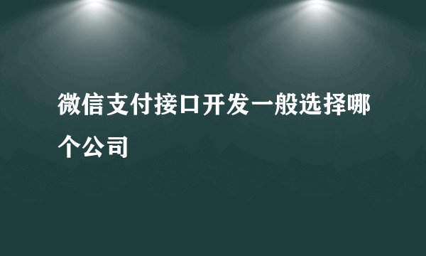 微信支付接口开发一般选择哪个公司