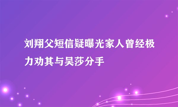 刘翔父短信疑曝光家人曾经极力劝其与吴莎分手