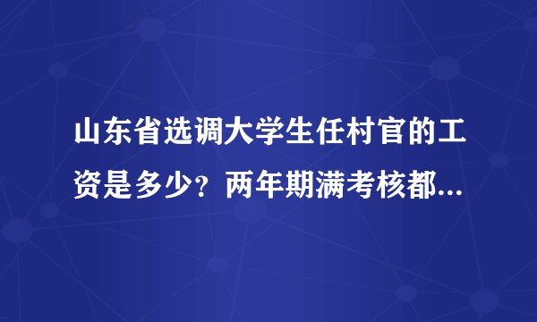 山东省选调大学生任村官的工资是多少？两年期满考核都一定能通过吗？工作累吗？