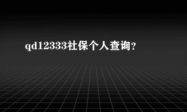qd12333社保个人查询？