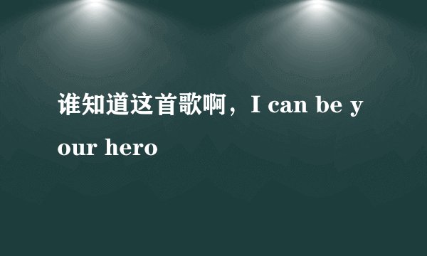 谁知道这首歌啊，I can be your hero