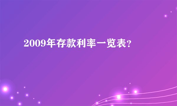 2009年存款利率一览表？