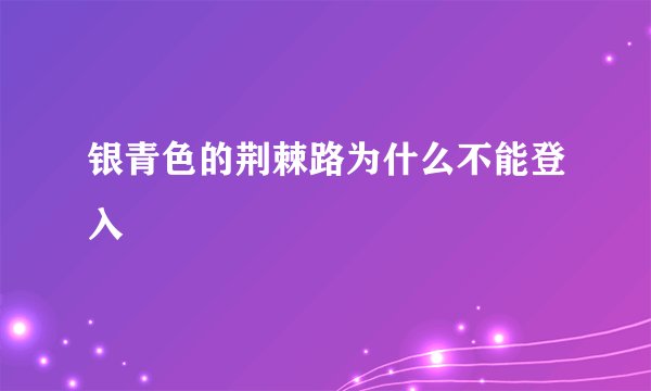 银青色的荆棘路为什么不能登入