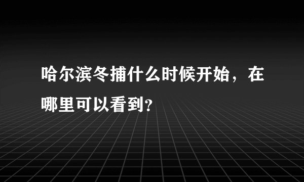 哈尔滨冬捕什么时候开始，在哪里可以看到？