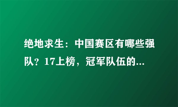 绝地求生：中国赛区有哪些强队？17上榜，冠军队伍的它当之无愧