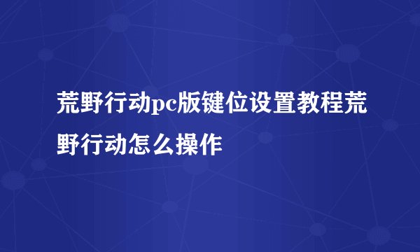 荒野行动pc版键位设置教程荒野行动怎么操作