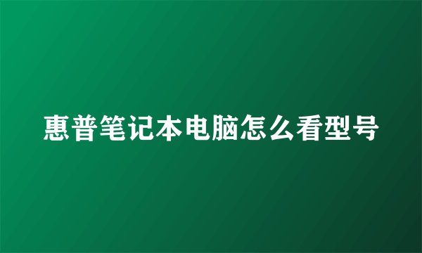 惠普笔记本电脑怎么看型号