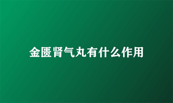 金匮肾气丸有什么作用