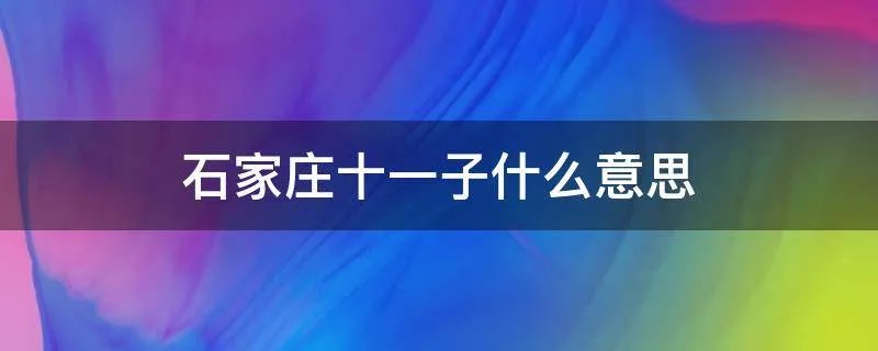 石家庄十一子什么意思