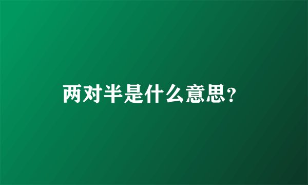 两对半是什么意思？