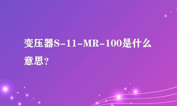 变压器S-11-MR-100是什么意思？