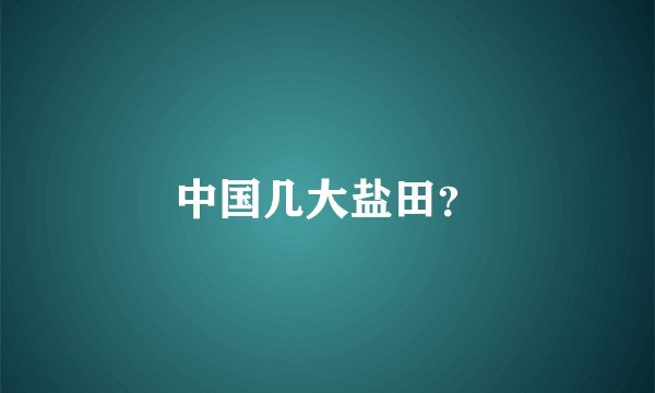 中国几大盐田？