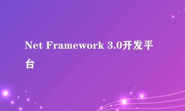 Net Framework 3.0开发平台
