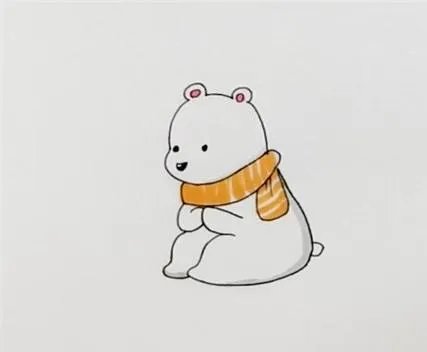 儿童彩铅北极熊绘画图片？