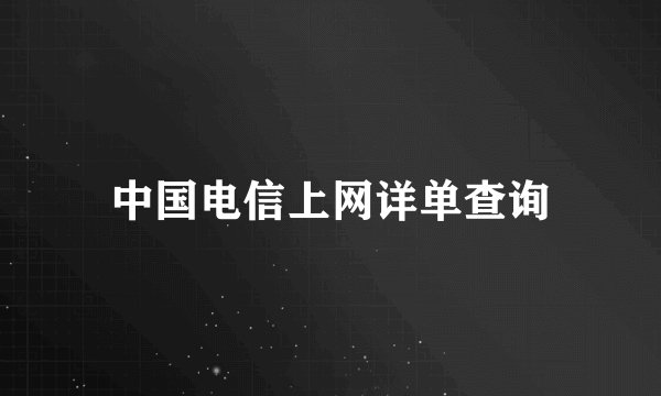 中国电信上网详单查询