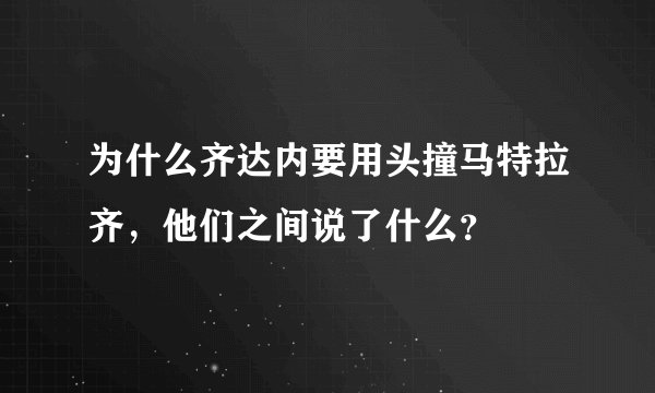 为什么齐达内要用头撞马特拉齐，他们之间说了什么？