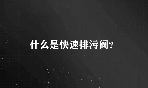 什么是快速排污阀？
