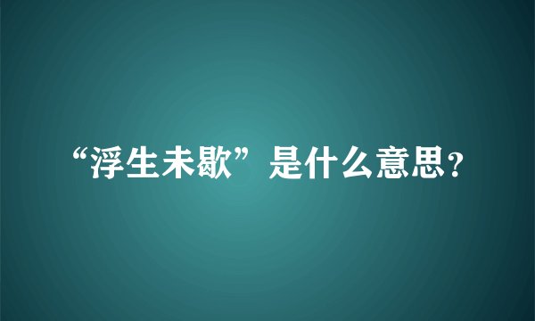 “浮生未歇”是什么意思？