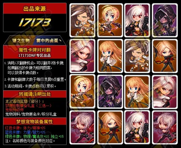 10秒轻松找到对应组合 DNF魔性卡牌对对翻答案2017